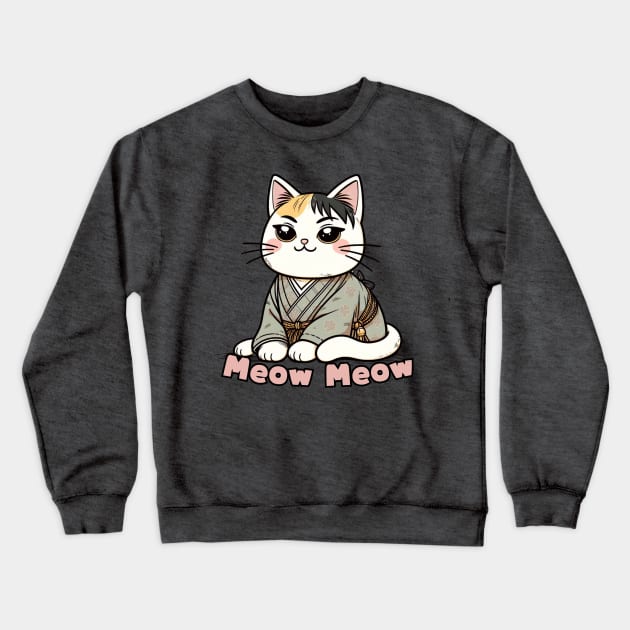 Japanese cat Kabuki Vintage cat Crewneck Sweatshirt by Japanese Fever